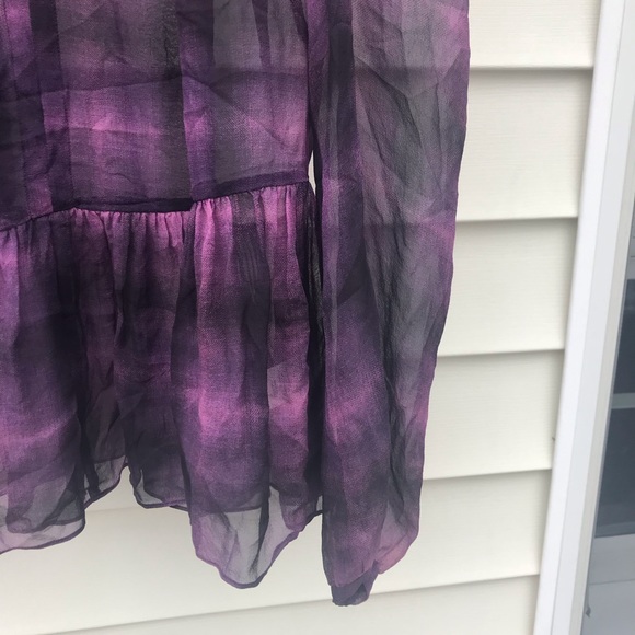 Rebecca Taylor Long Sleeve Shadow Plaid Peplum Top - Picture 6 of 7